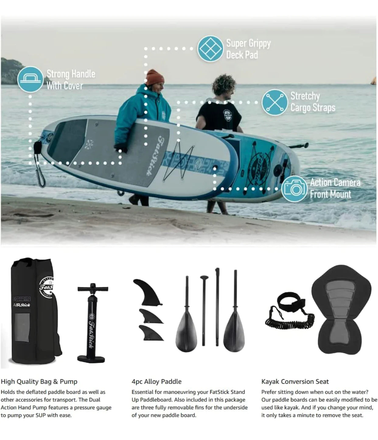 FatStick Airstick Starter 10'6 Inflatable Stand Up Paddle Board Package