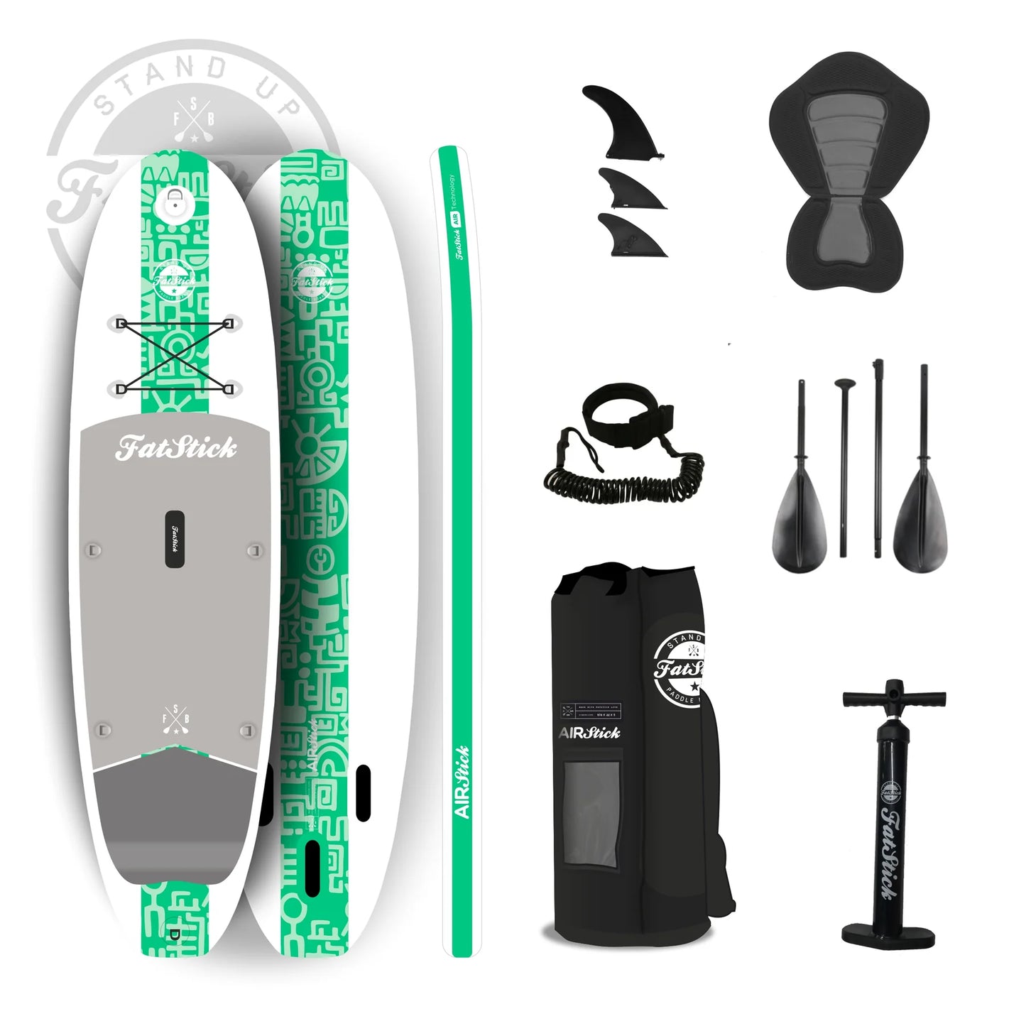 FatStick Airstick Starter 10'6 Inflatable Stand Up Paddle Board Package