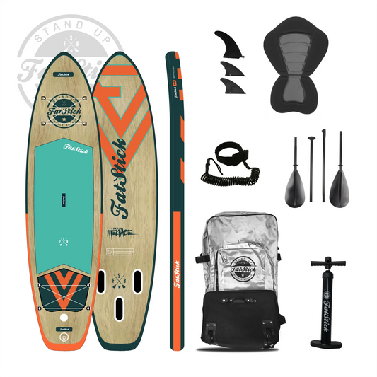 FatStick Wooden Menace 11'2"  Inflatable Stand Up Paddle Board Package